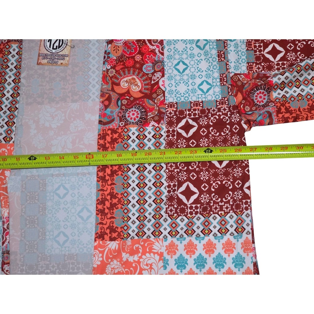 Tees2urdoor Red Patchwork Boho Kimono Tassel Fringe Open Front Wrap Cardigan - Picture 7 of 10